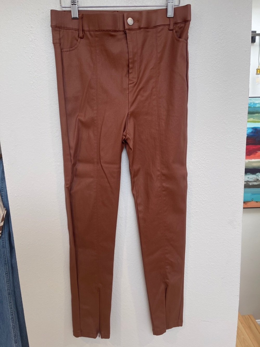 Miss Lola - Got Game - Rust (Women’s Brown Slim Fit Faux-Leather Pants)